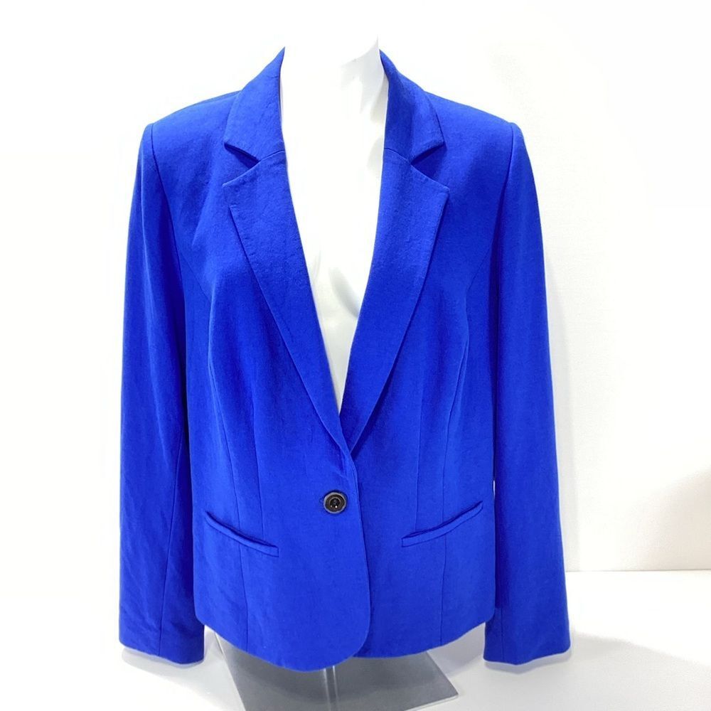 Lane Bryant Blue Blazer Jersey Knit With Lining One Button Size 20